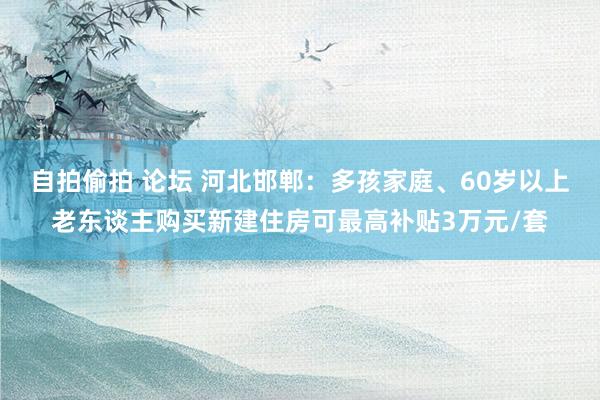 自拍偷拍 论坛 河北邯郸：多孩家庭、60岁以上老东谈主购买新建住房可最高补贴3万元/套