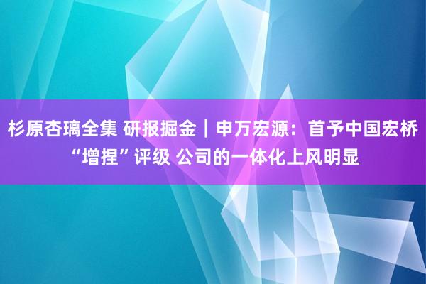 杉原杏璃全集 研报掘金｜申万宏源：首予中国宏桥“增捏”评级 公司的一体化上风明显