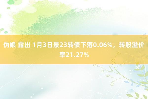 伪娘 露出 1月3日景23转债下落0.06%，转股溢价率21.27%